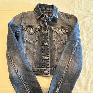 Miss Me Women's Blue Denim Jacket With Rhinestone Pockets Size S